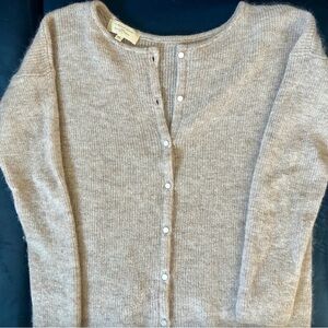 Sezane Beige Knit Button-Front Cardigan